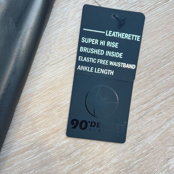 90 Degrees by Reflex Super Hi Waist Leatherette Fleece Brushed Inside Women’s L - Picture 5 of 10